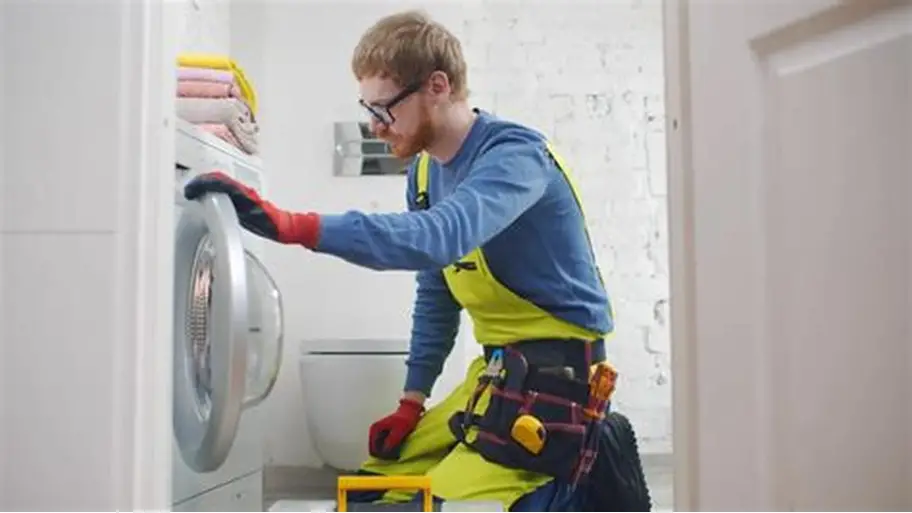 Dryer vent service technician working